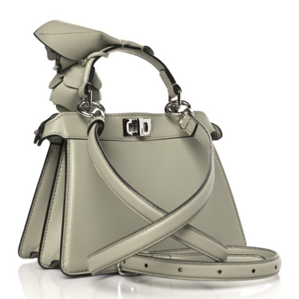 Fendi Nappa Flower Petite Peekaboo I SEE U Satchel Green Tea